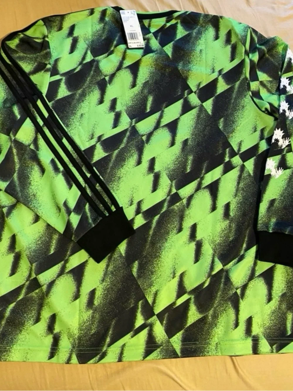 Adidas Neon Green and Black Graphic Long-Sleeve jersey For Mens